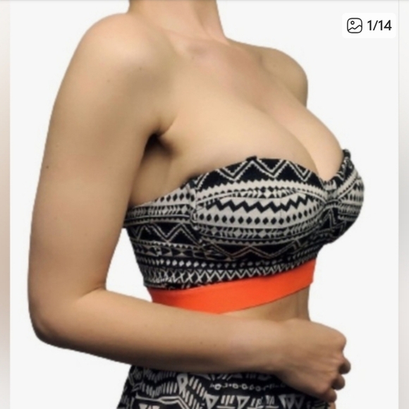 Festival Swim & Top Bundle | Forever 21 Floral Cutout + Aztec Bandeau - Picture 3 of 16